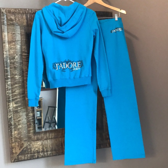 Juicy Couture track suit. Bright blue. Matching set. SZ Medium top, Small pant! - Picture 2 of 9